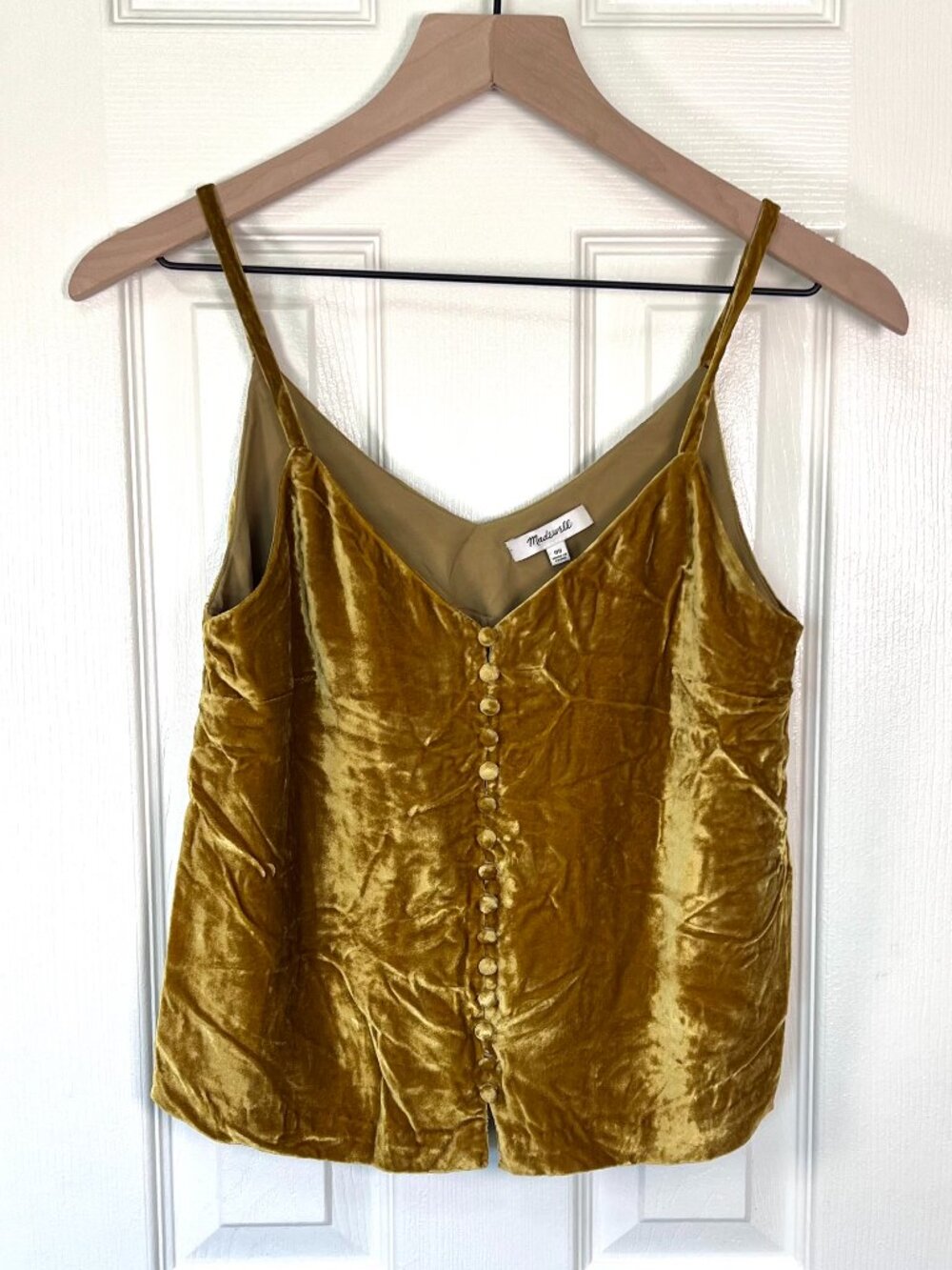 Madewell Gold Velvet Button Down Cami Size 00